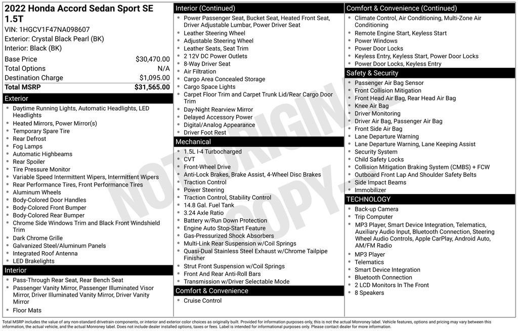 Used 2022 Black Honda Sport Special Edition image 32