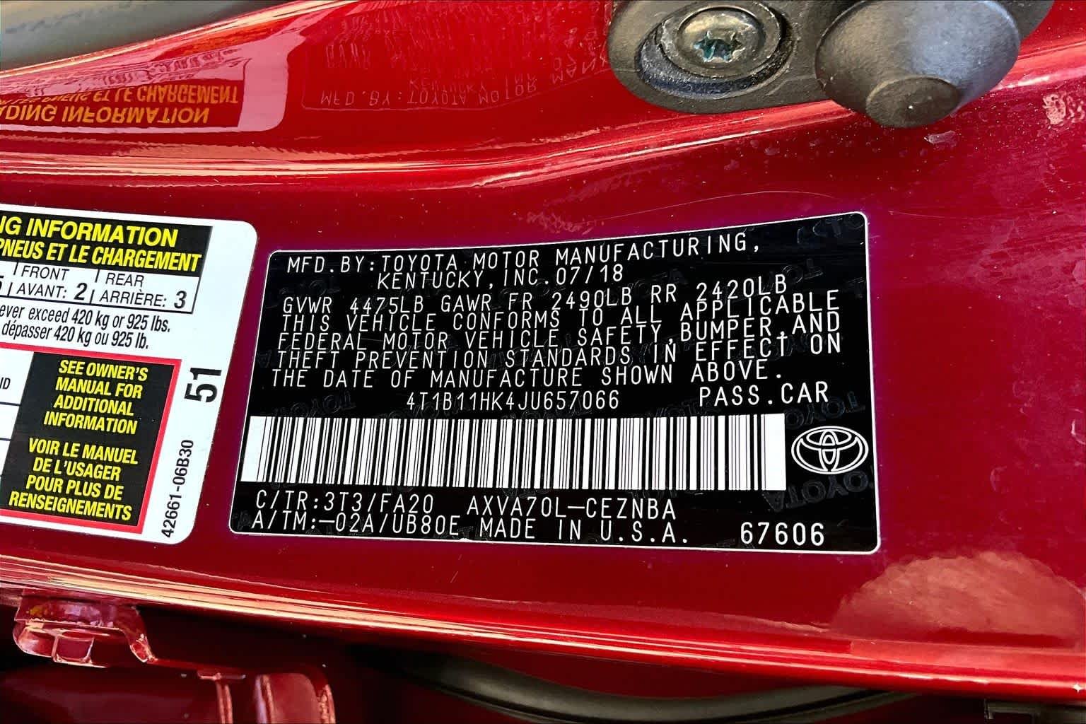 Used 2018 Ruby Flare Pearl Toyota LE image 33