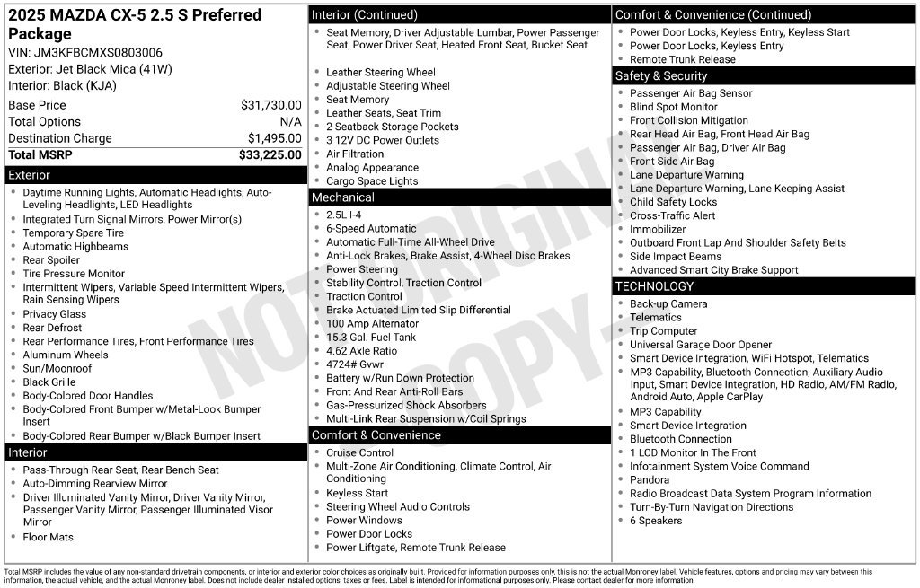 Certified Used 2025 Black Mazda 2.5 S Preferred Package image 4