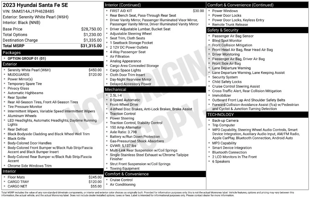 Used 2023 White Hyundai SE image 6