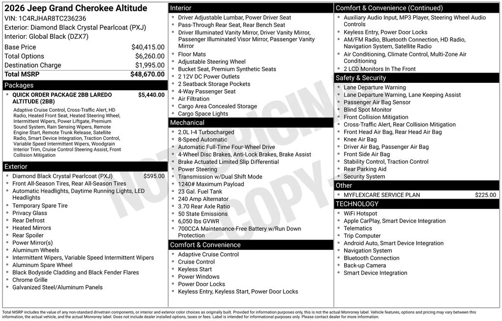 New 2026 Diamond Black Crystal Pearl-Coat Exterior Paint Jeep Altitude image 9