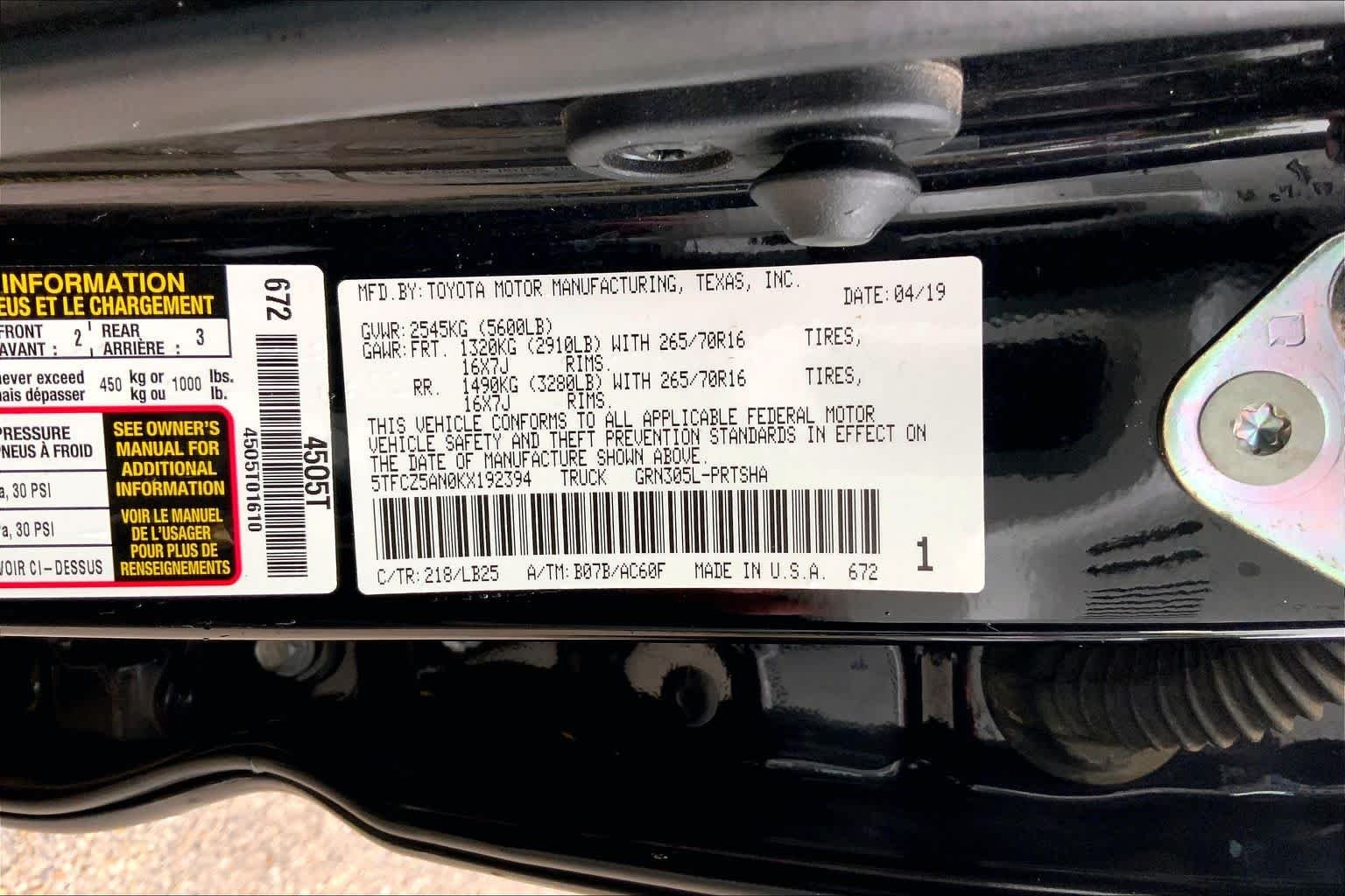 Used 2019 Midnight Black Metallic Toyota TRD Pro image 33