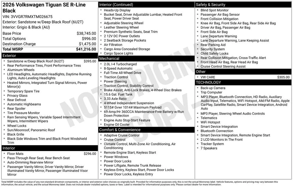 Used 2026 Beige Volkswagen 2.0T SE R-Line Black image 2
