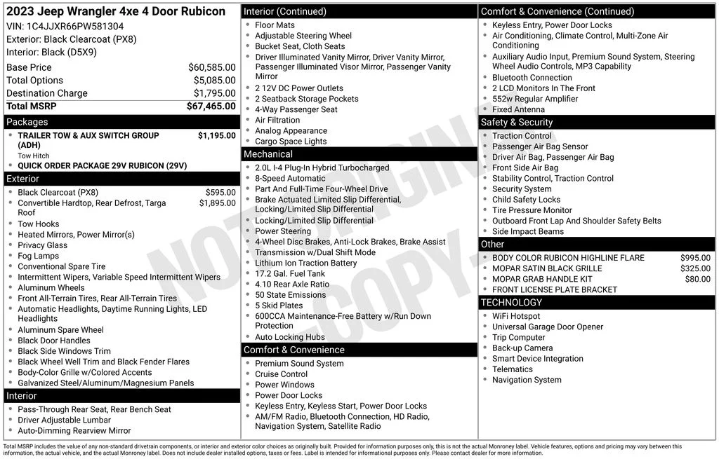 Used 2023 Black Jeep Rubicon 4xe image 1