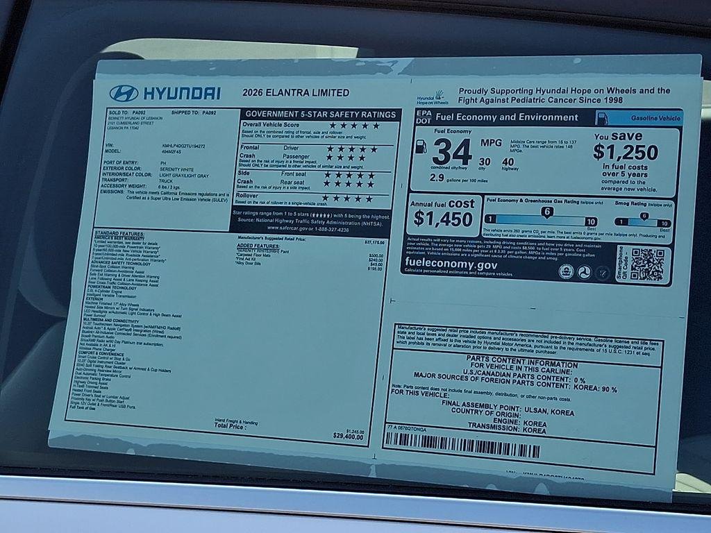 New 2026 Serenity White Pearl Hyundai Limited image 3