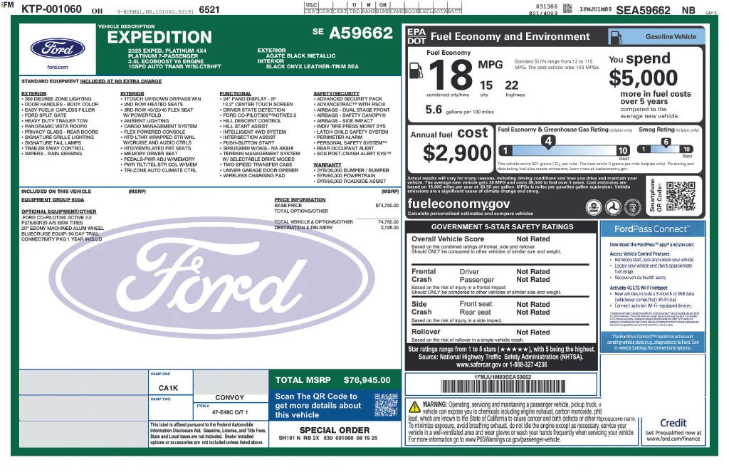 Certified Used 2025 Black Metallic Ford Platinum image 2