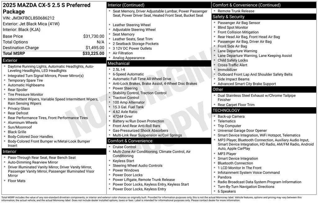 Used 2025 Black Mazda 2.5 S Preferred Package image 3