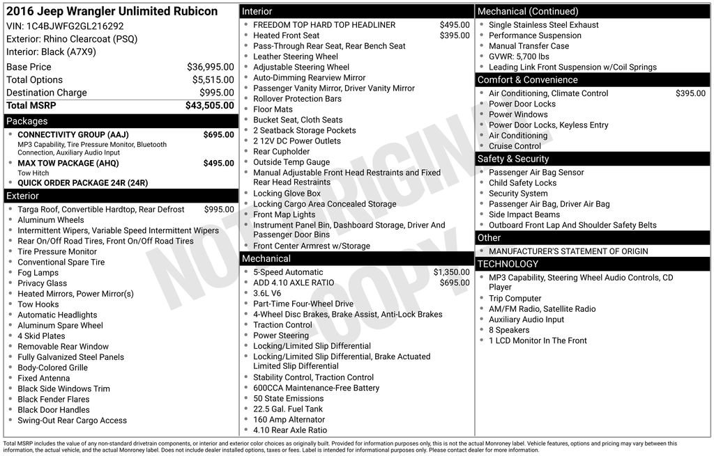 Used 2016 Black Jeep Unlimited Rubicon image 2