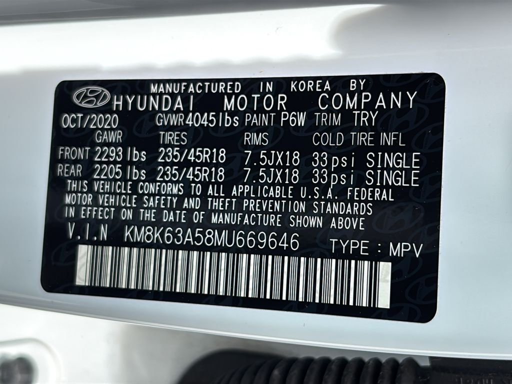 Used 2021 Chalk White Hyundai NIGHT image 43