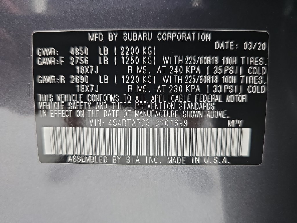 Used 2020 Magnetite Gray Metallic Subaru Touring image 60