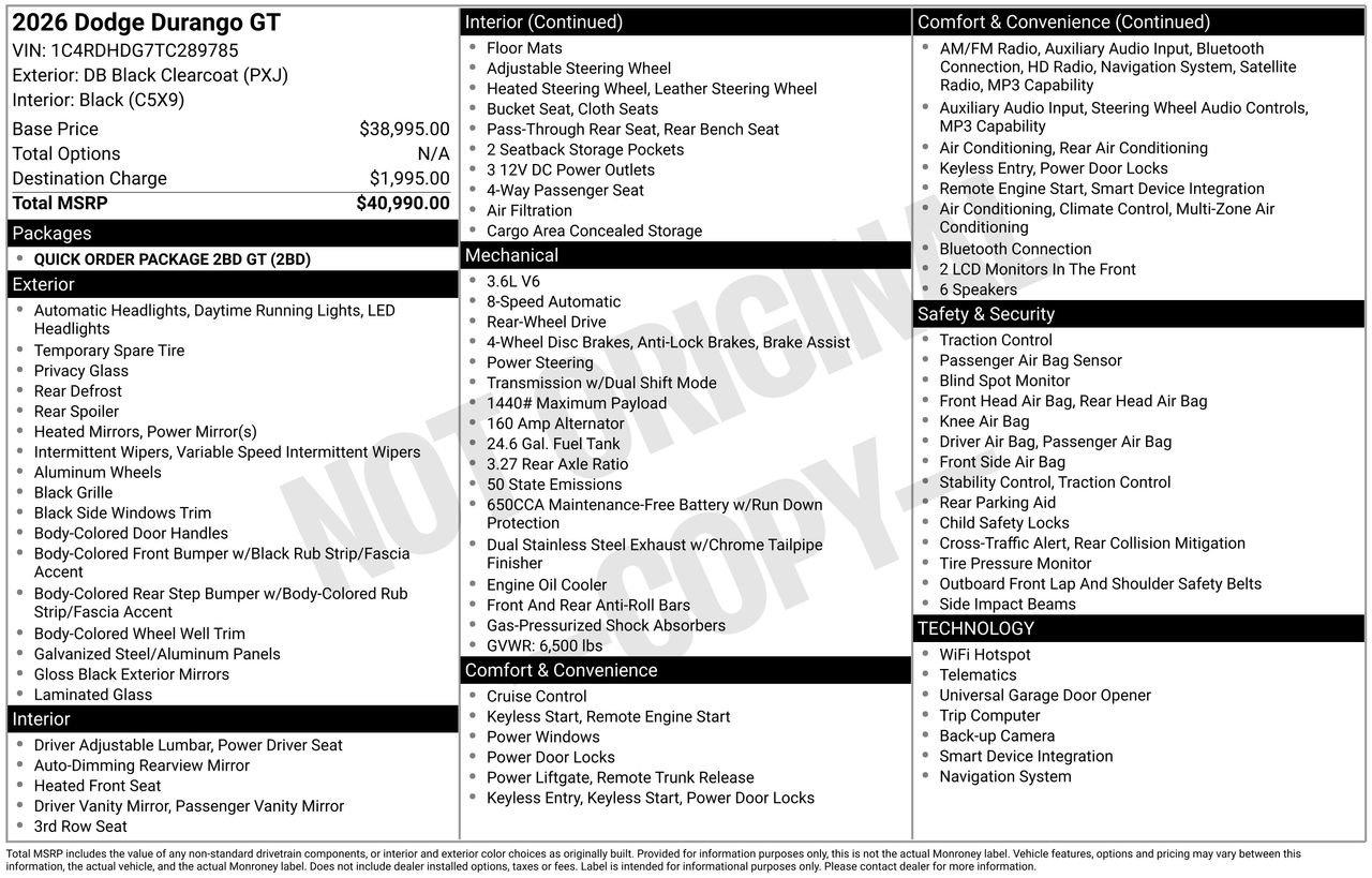 New 2026 Diamond Black Clear-Coat Exterior Paint Dodge GT image 26
