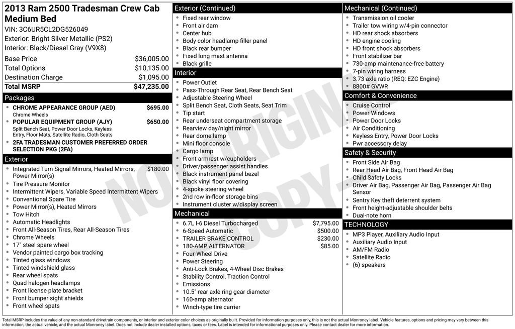 Used 2013 Bright Silver Clearcoat Metallic Ram Tradesman image 2