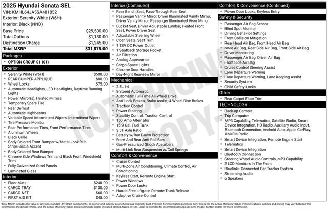Used 2025 White Hyundai SEL image 9