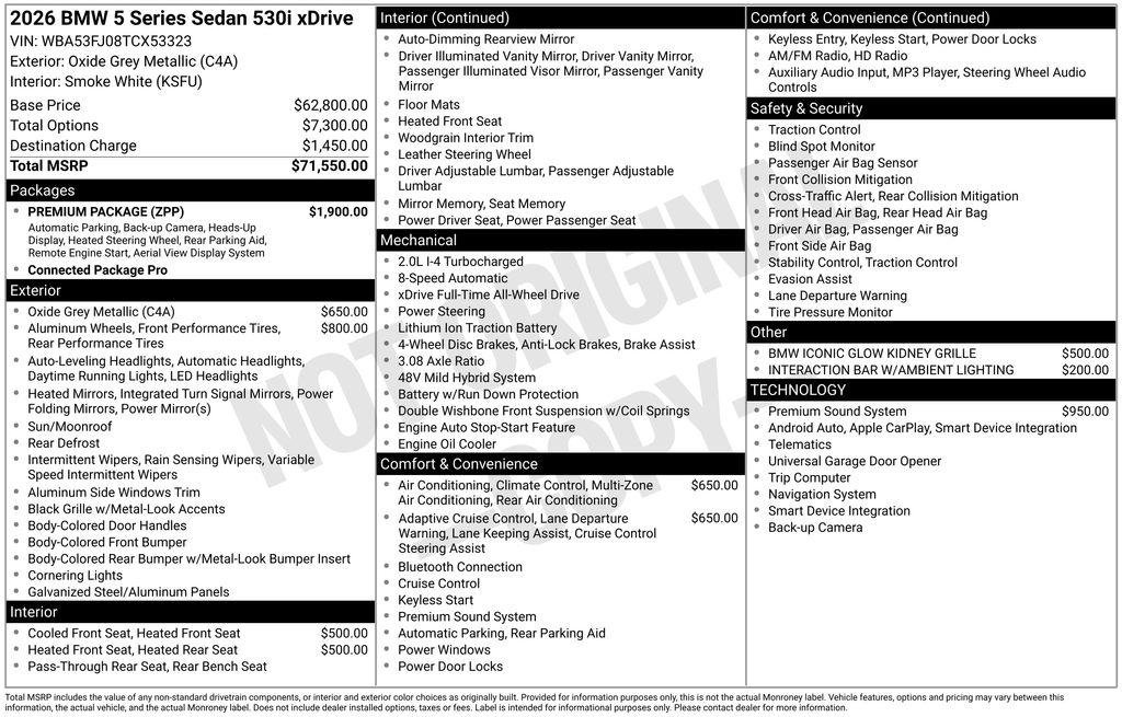 New 2026 Oxide Grey Metallic BMW 530i xDrive image 6