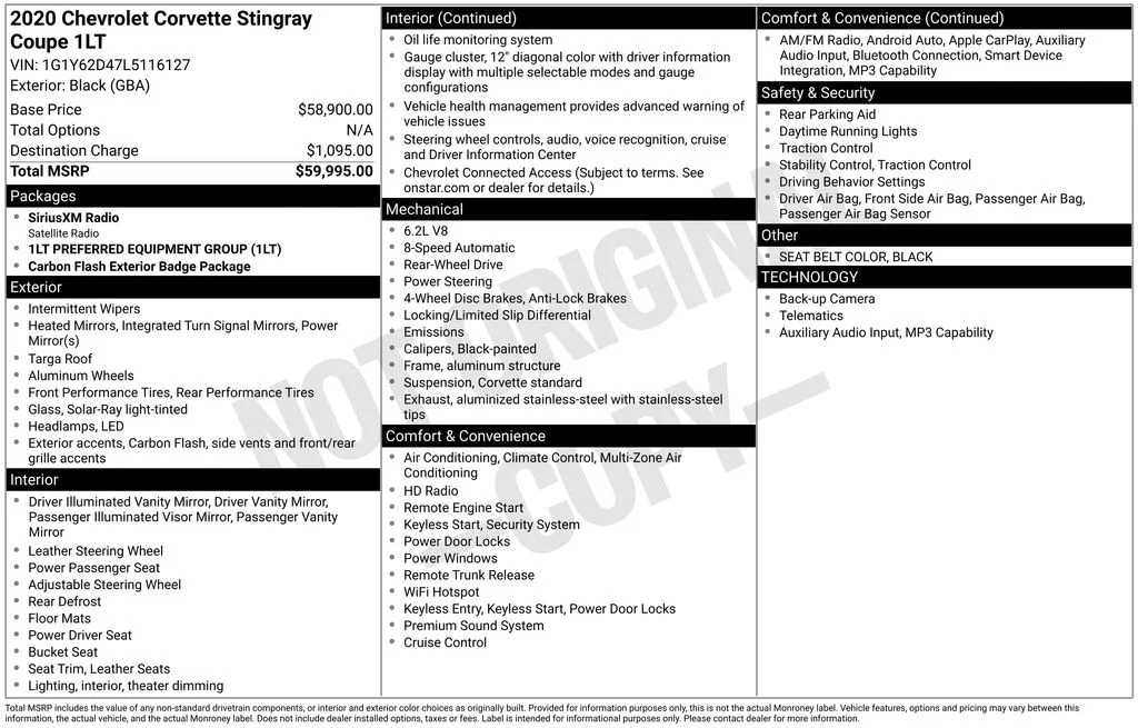 Used 2020 Black Chevrolet Stingray image 3