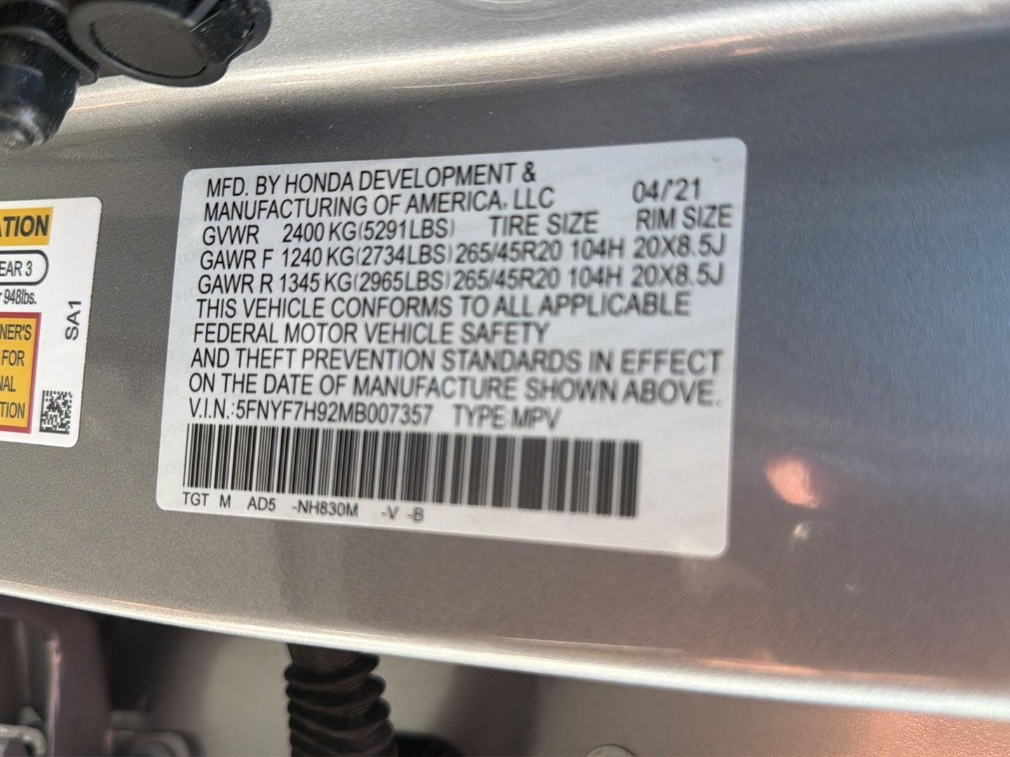 Used 2021 Lunar Silver Metallic Honda Touring image 43