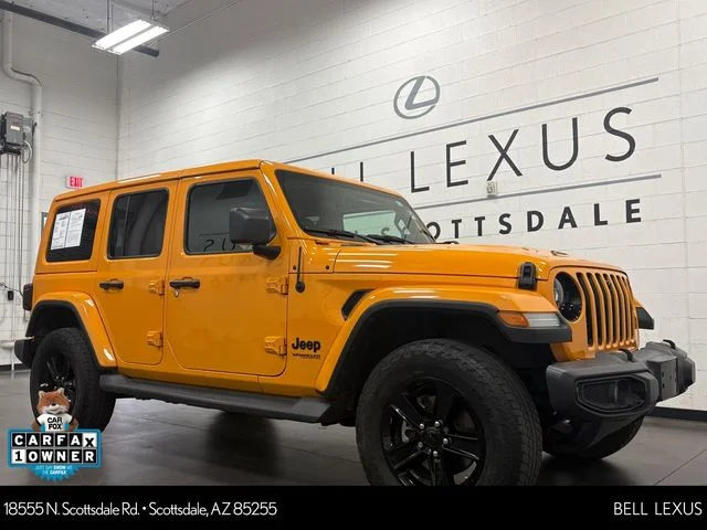 Used 2021 Yellow Jeep Unlimited Sahara Altitude image 1