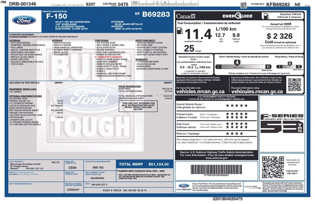 Certified Used 2019 Blue Jeans Metallic Ford XLT image 5