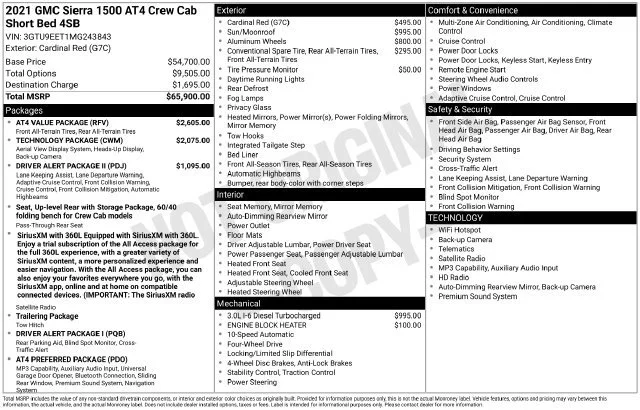 Used 2021 CARDINAL RED GMC AT4 image 5