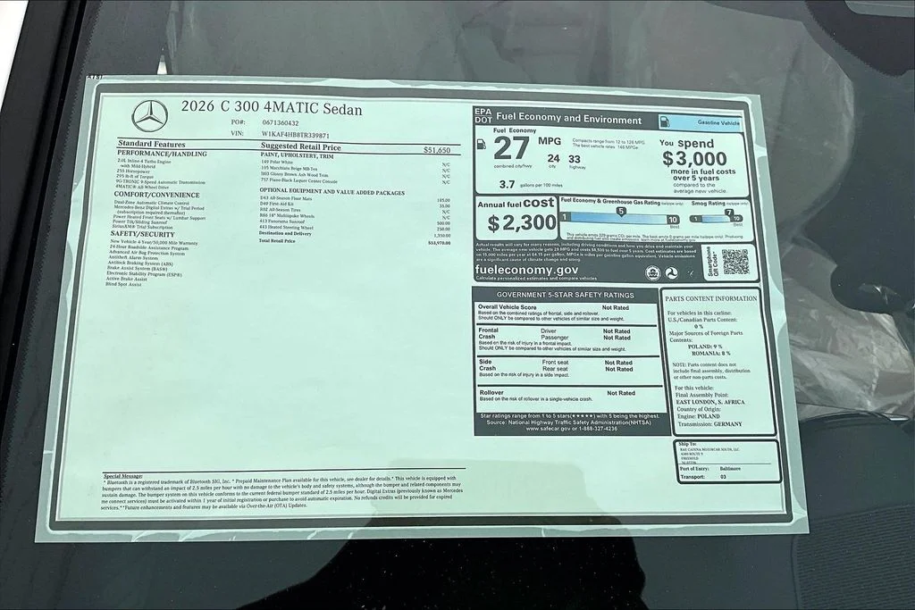 New 2026 White Mercedes-Benz C 300 image 13