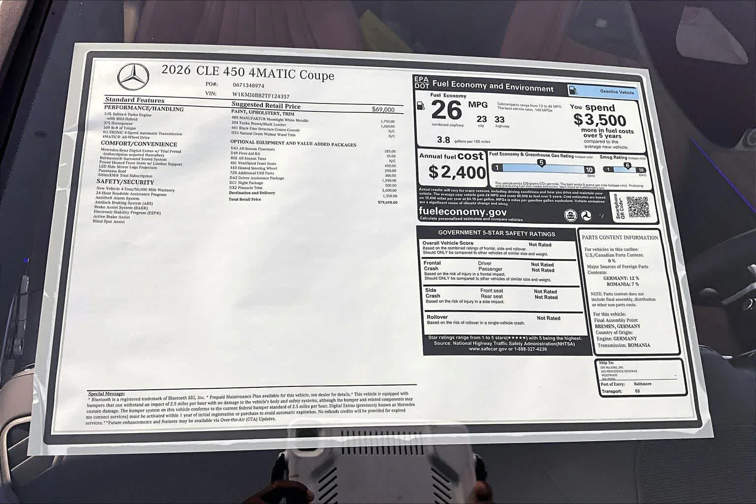 New 2026 MANUFAKTUR Moonlight White Metallic Mercedes-Benz CLE 450 image 18