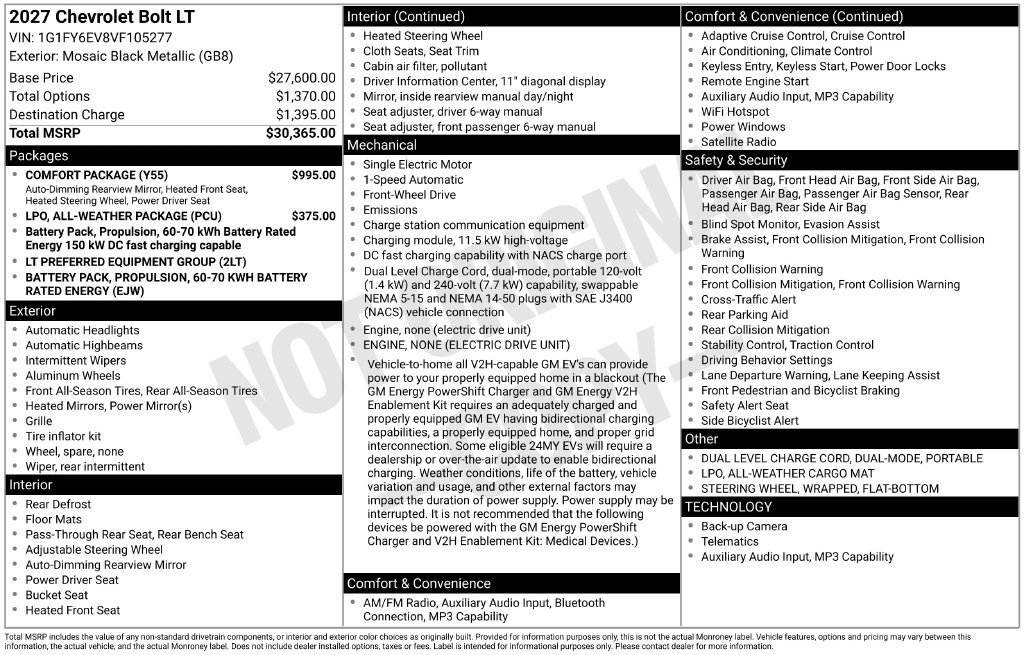 New 2027 Mosaic Black Metallic Chevrolet LT image 35
