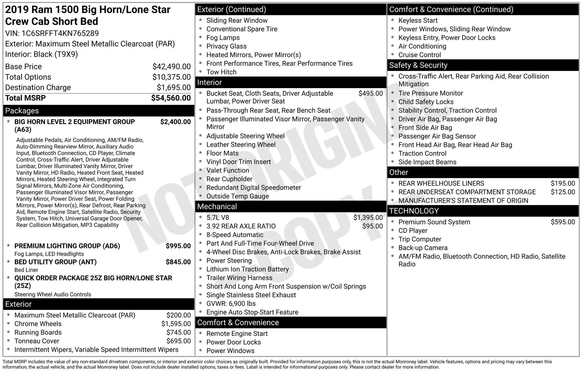 Used 2019 Gray Ram Big Horn/Lone Star Crew Cab 4x4 5