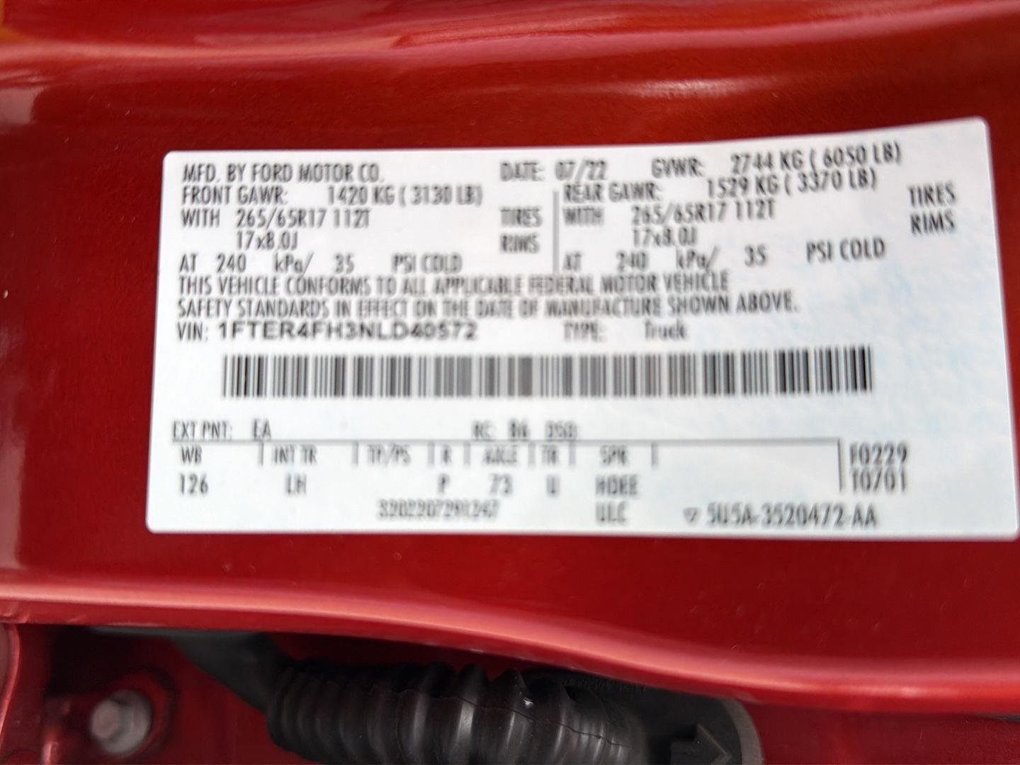 Used 2022 Hot Pepper Red Metallic Tinted Clearcoat Ford XLT Roush image 43