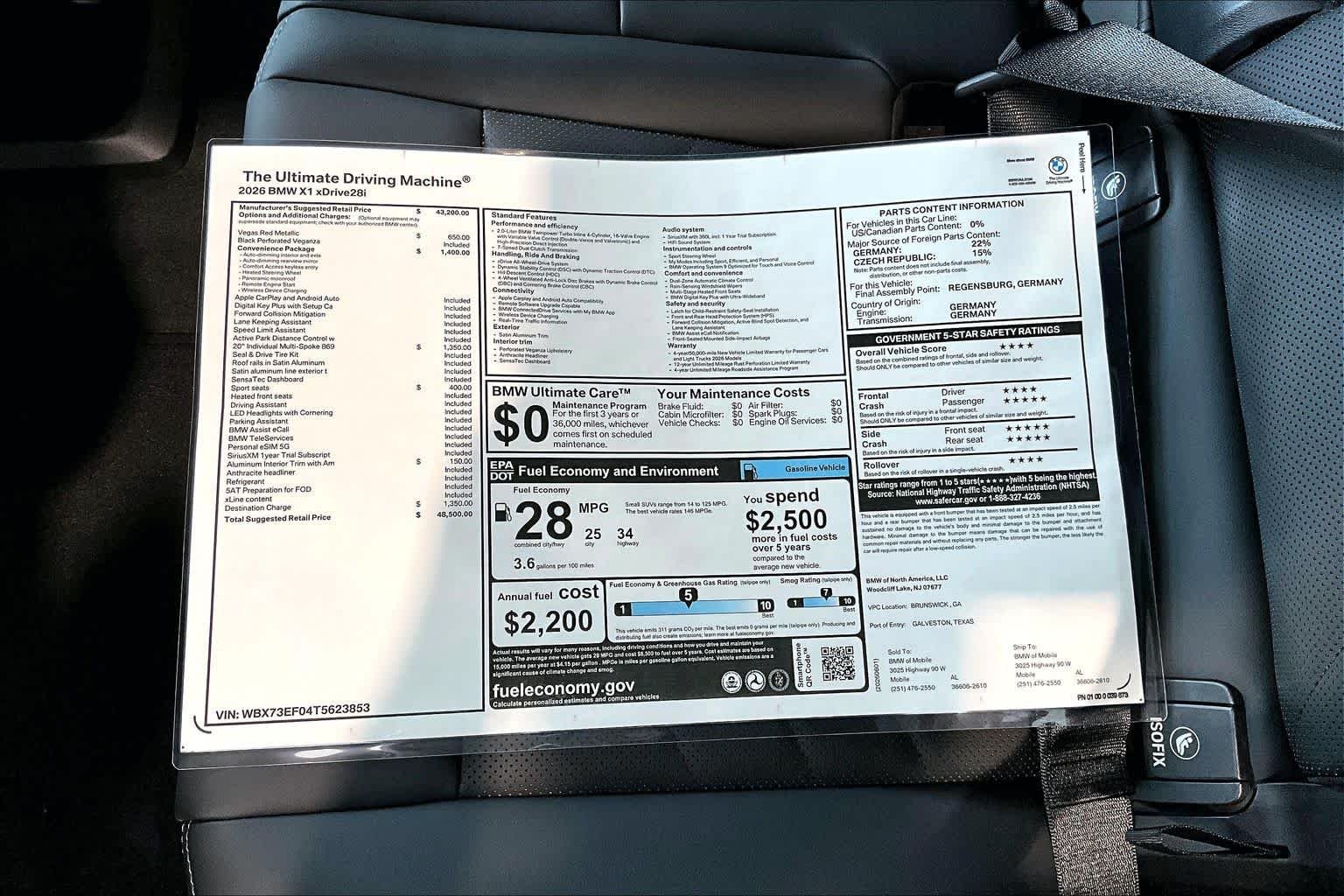 New 2026 Vegas Red Metallic BMW xDrive28i image 20