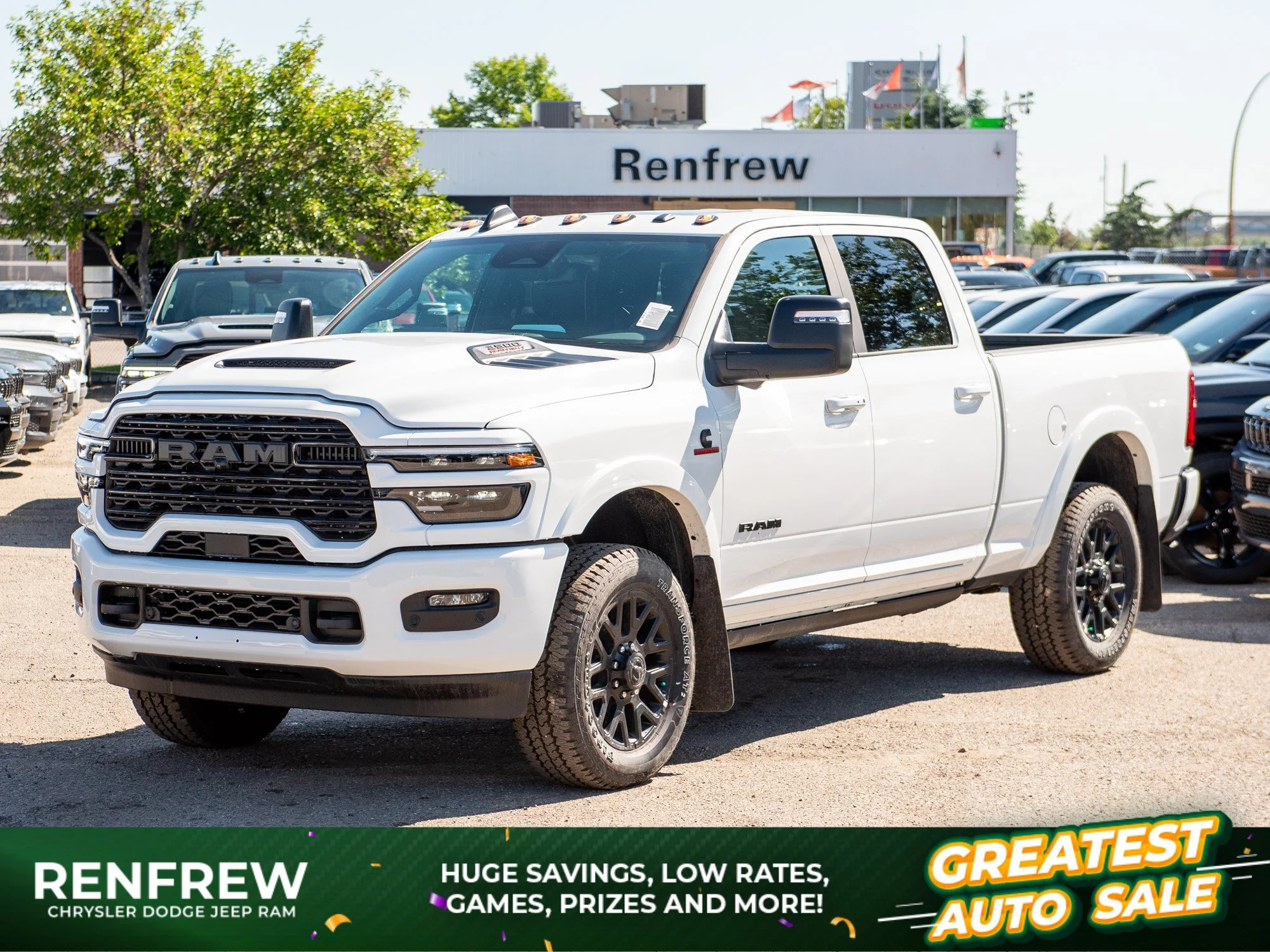 New 2026 White RAM Limited Night* Crew Cab 4x4, Sunroof, Level 1 Equipment Group image 1