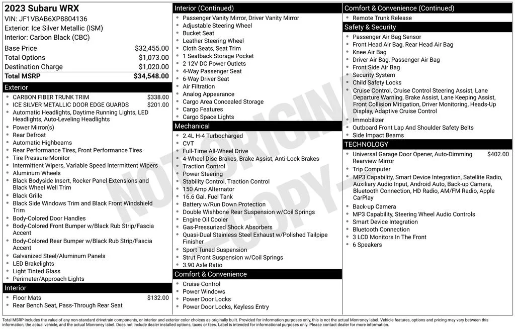 Used 2023 Silver Subaru Base image 7