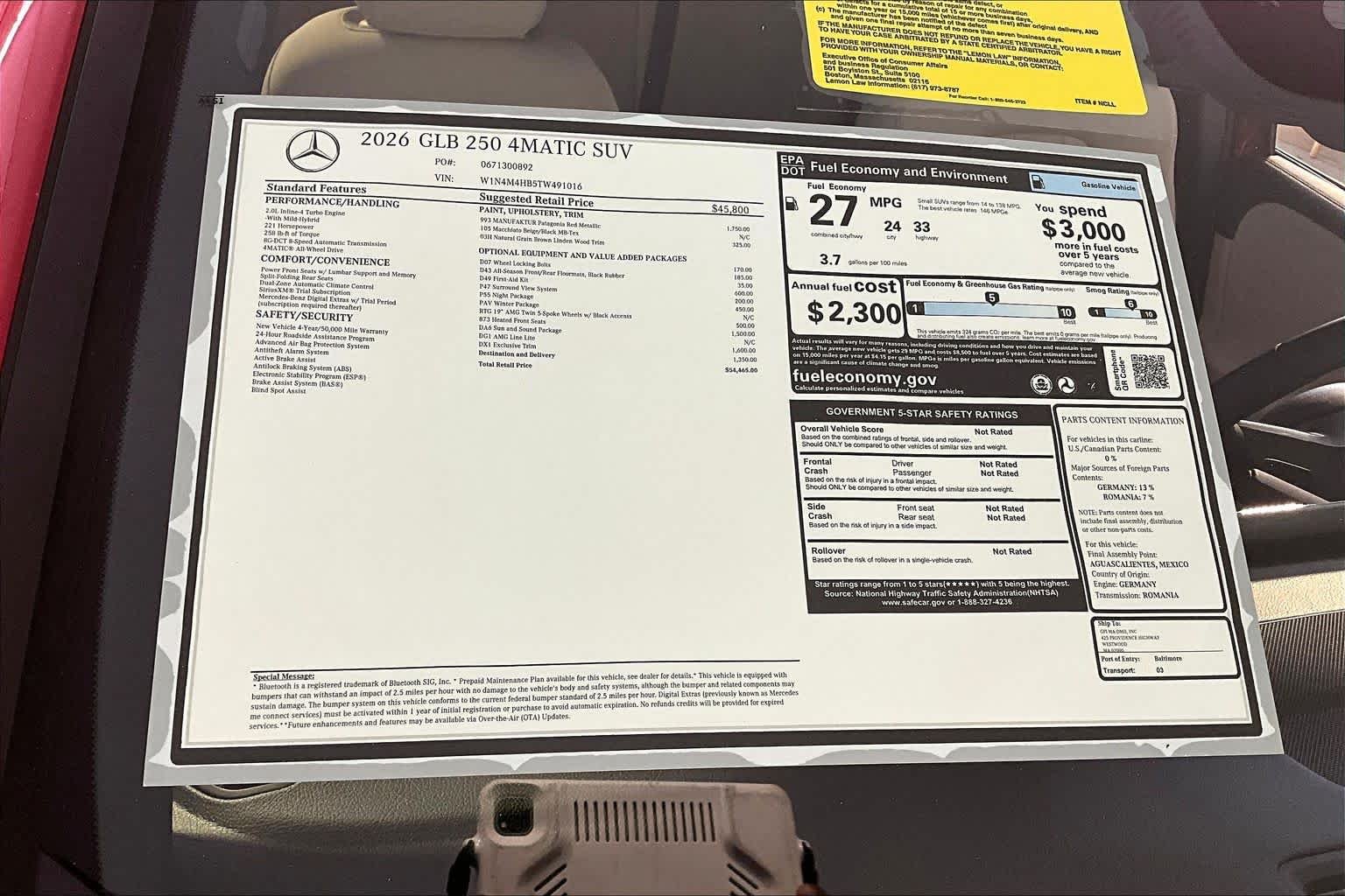 New 2026 MANUFAKTUR Patagonia Red Metallic Mercedes-Benz GLB 250 image 18