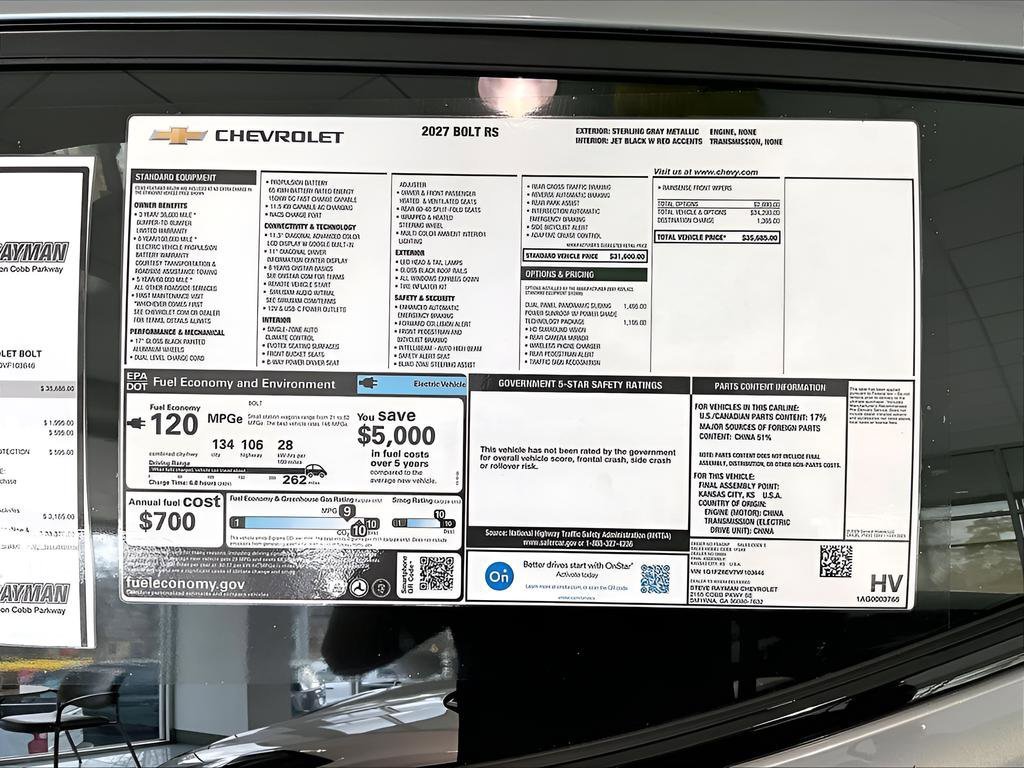 New 2027 Chevrolet Bolt EV RS 4D Sport Utility
