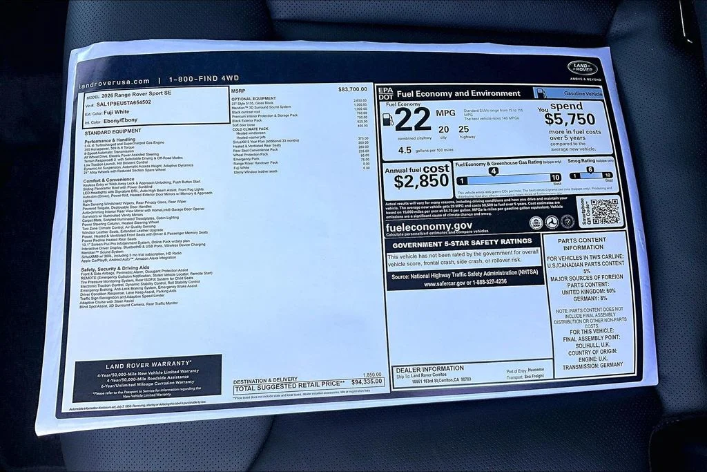 New 2026 White Land Rover SE image 14
