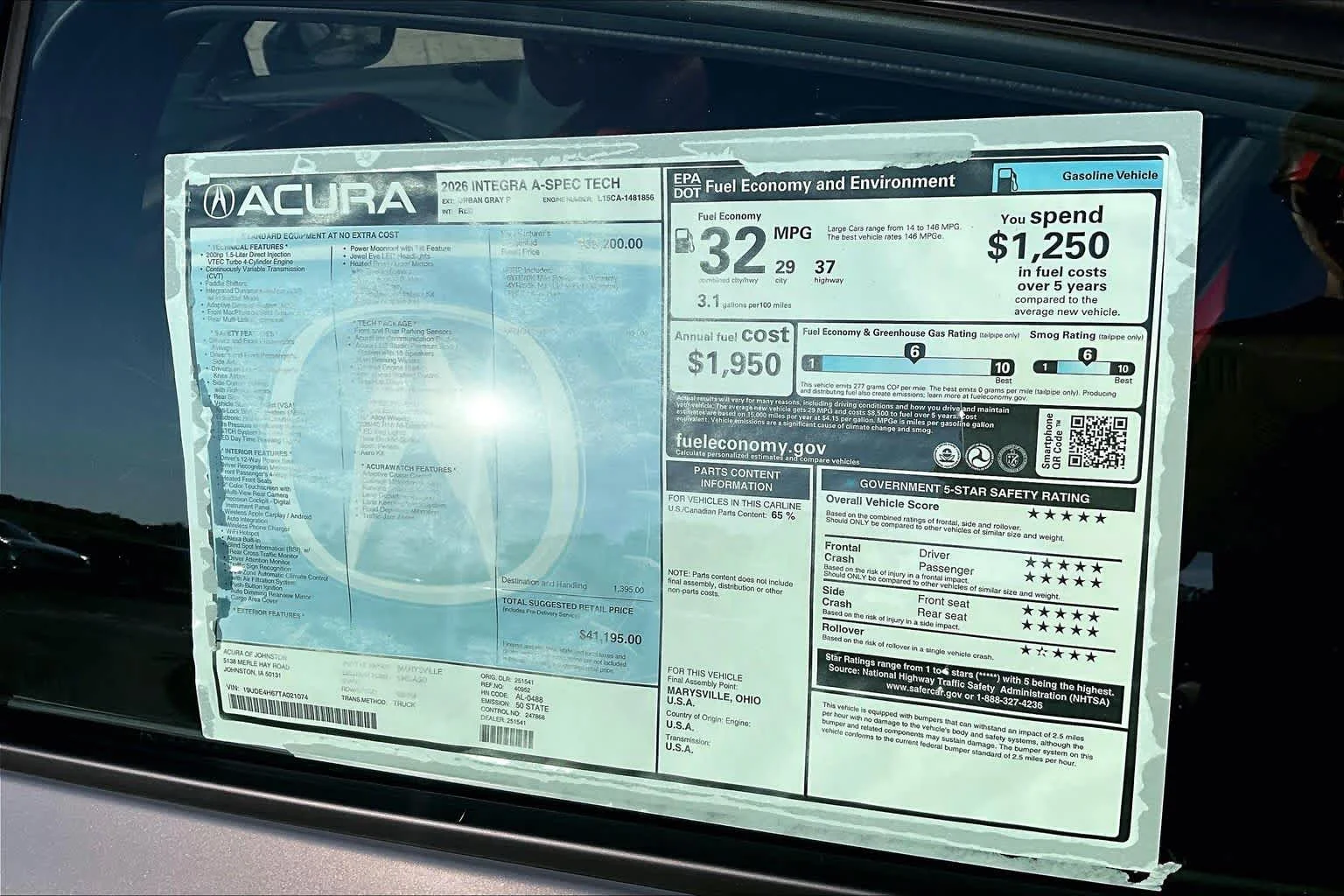 New 2026 Urban Gray Pearl Acura w/A-Spec Technology Package image 20