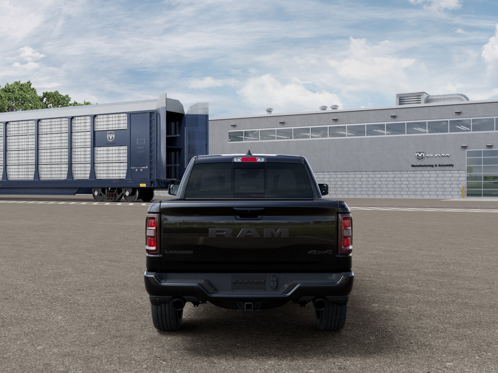 New 2026 Diamond Black Crystal Pearl-Coat Exterior Paint RAM Laramie Crew Cab 4x4 6