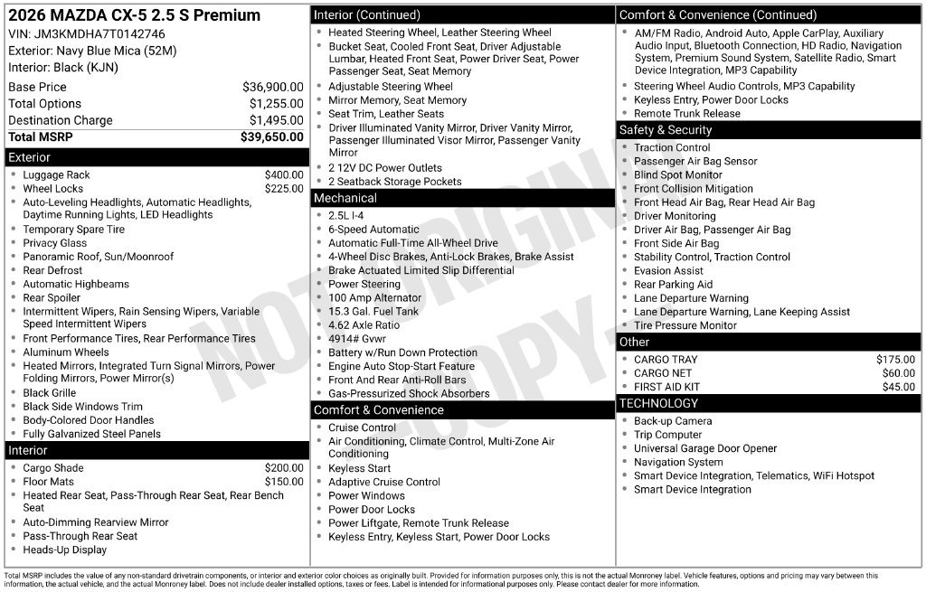 New 2026 Navy Blue Mica Mazda 2.5 S Premium AWD image 3
