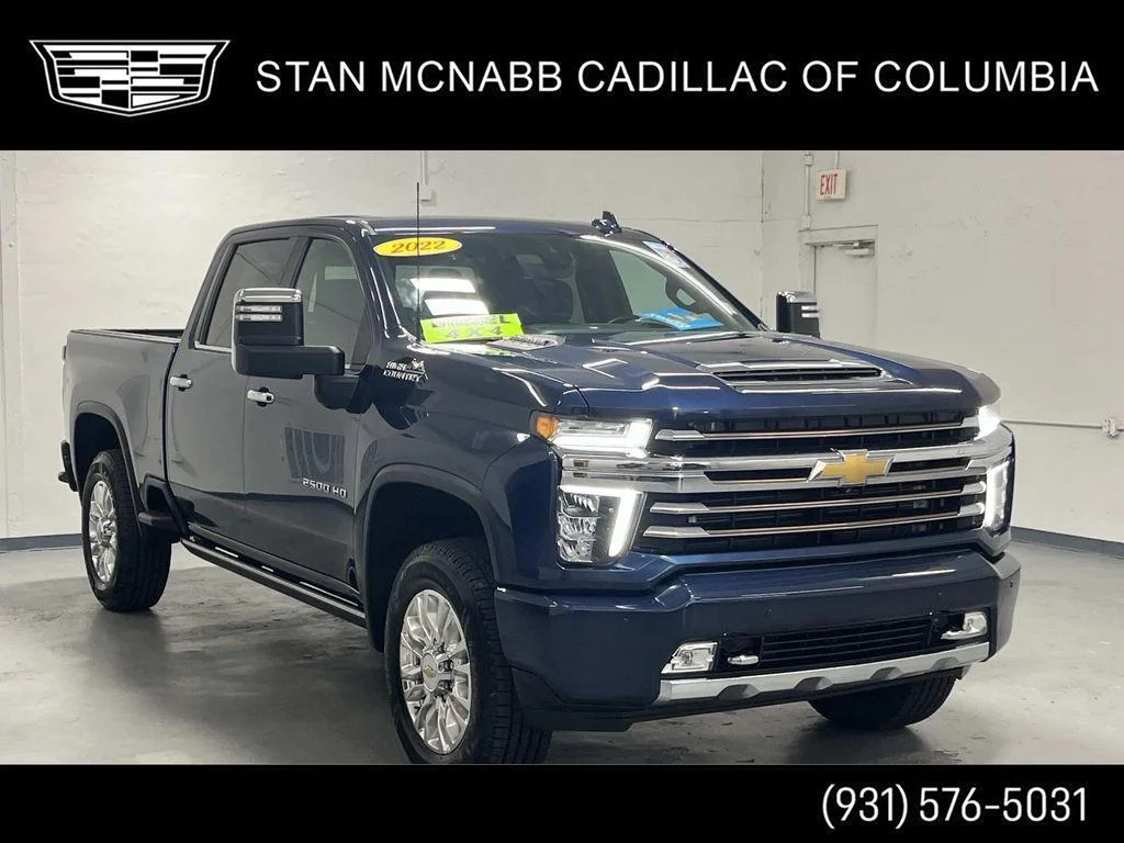 Used 2022 Northsky Blue Metallic Chevrolet High Country image 1