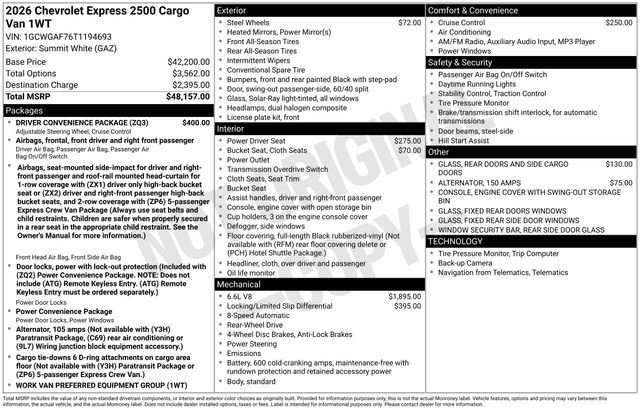 2026 Chevrolet Express Cargo Work Van - Photo 10