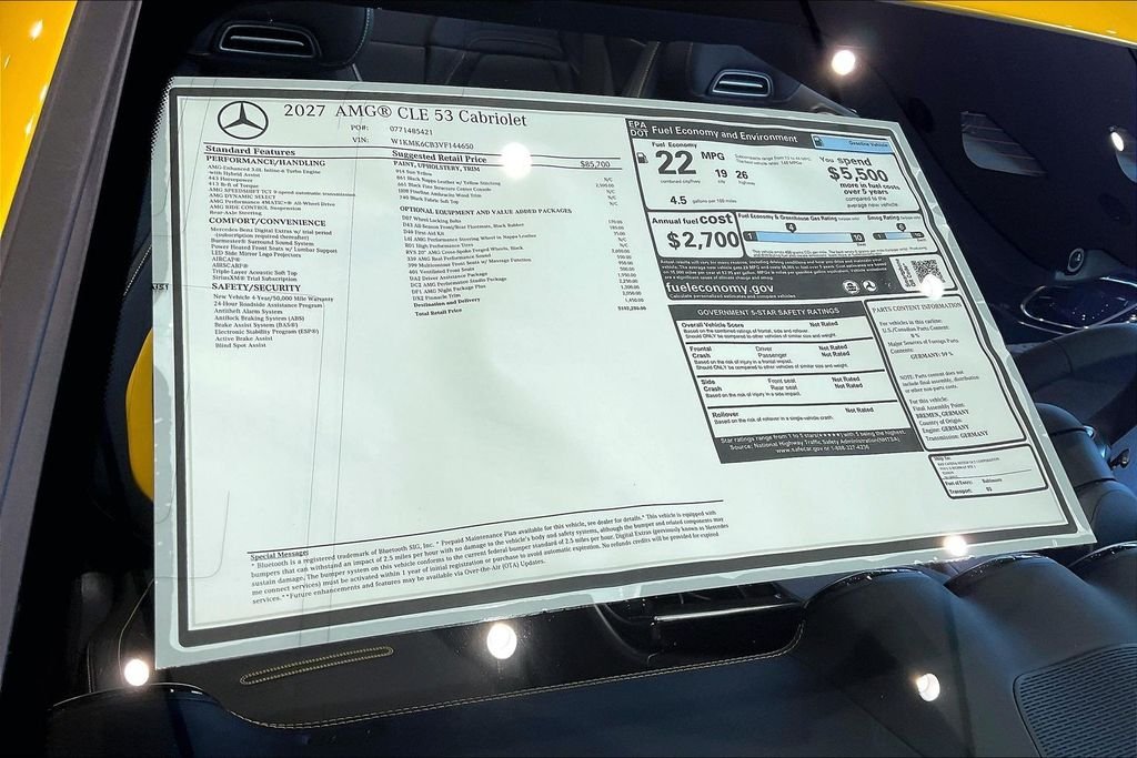 New 2027 Sun Yellow Mercedes-Benz AMG® CLE 53 4MATIC+ Cabriolet image 13