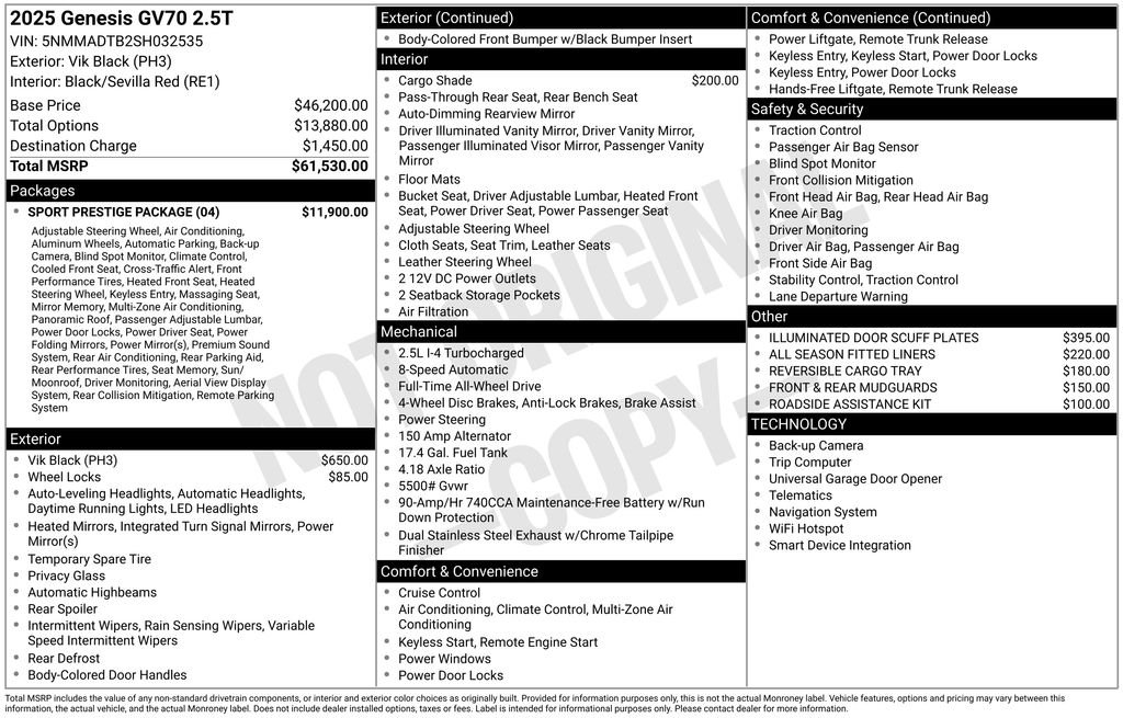 Certified Used 2025 Black Genesis 2.5T Sport Prestige image 32
