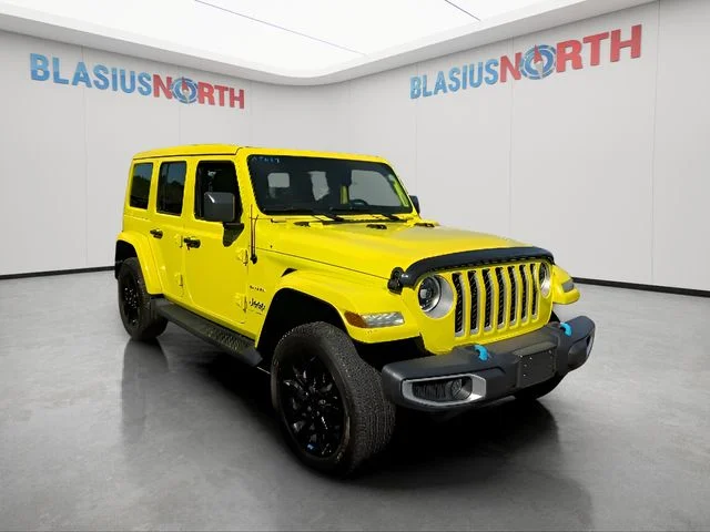 Used 2023 Yellow Jeep Sahara 4xe image 3