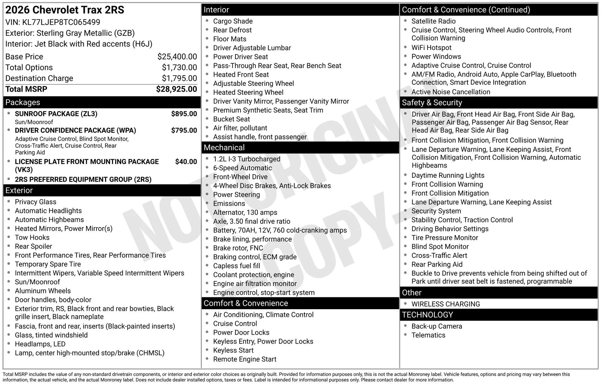 New 2026 Sterling Gray Metallic Chevrolet 2RS image 3