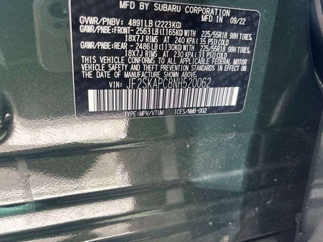 Certified Used 2022 Cascade Green Silica Subaru Limited image 8