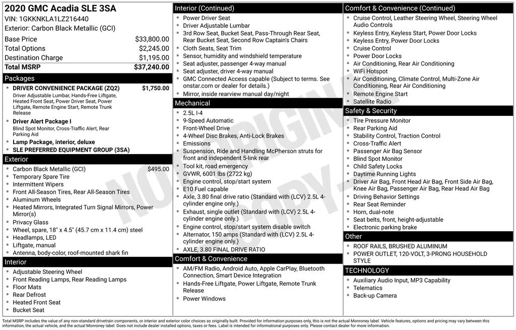 Used 2020 Black GMC SLE image 3