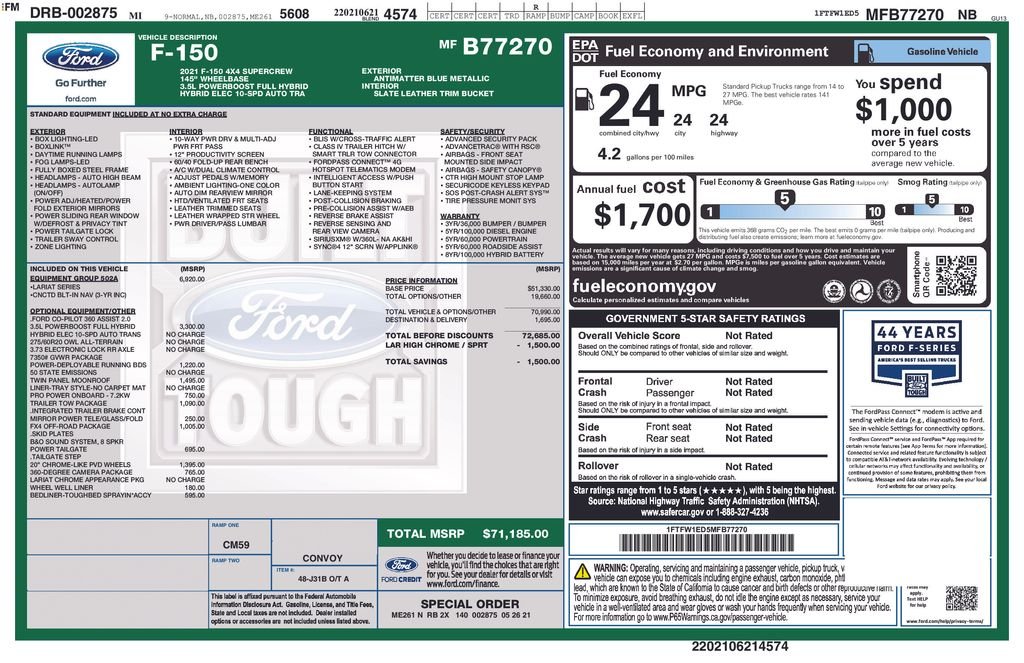 Used 2021 Blue Ford Lariat image 21