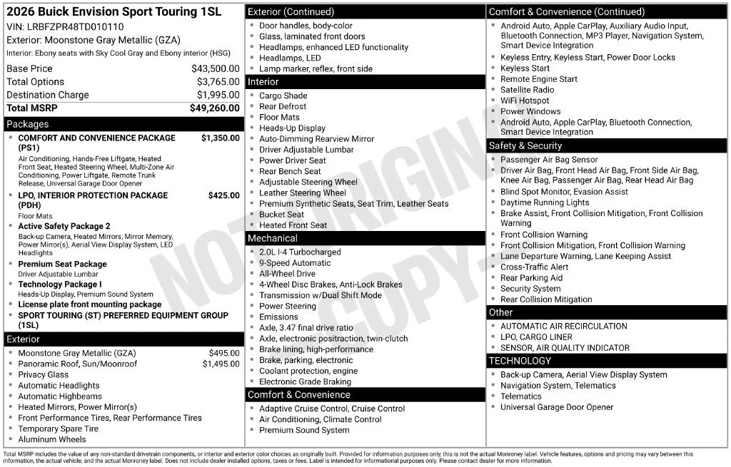 New 2026 Moonstone Gray Metallic Buick Sport Touring image 2