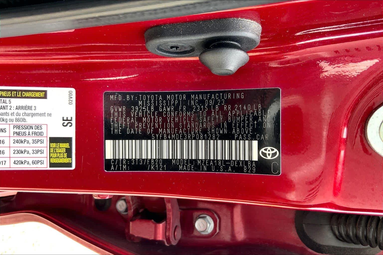 Used 2024 Ruby Flare Pearl Toyota LE image 36