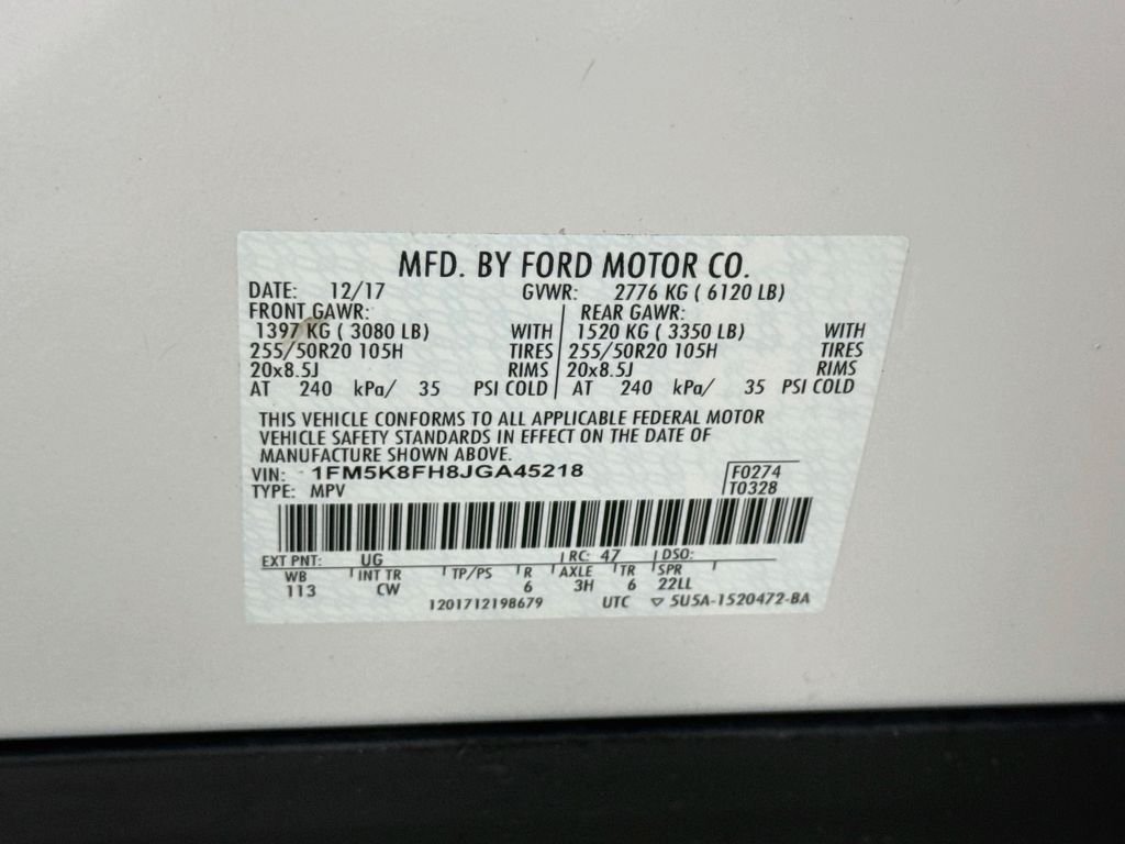 Used 2018 White Platinum Metallic Tri-Coat Ford Limited image 34