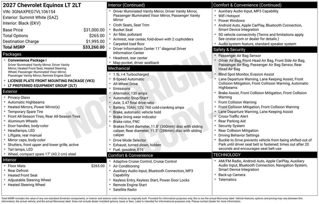 New 2027 Summit White Chevrolet LT image 28